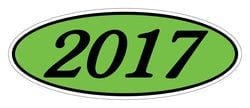 Oval Year Window Sticker - 2017 BLACK on GREEN - Qty. 12