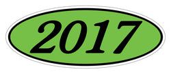 Option – Oval Year Window Sticker - 2017 BLACK on GREEN - Qty. 12