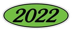 Oval Year Window Sticker - 2022 BLACK on GREEN - Qty. 12