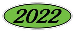 Option – Oval Year Window Sticker - 2022 BLACK on GREEN - Qty. 12