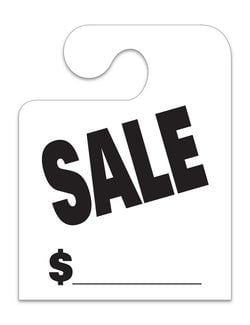 J-Hook Hang Tags - Sale - Large, White - Qty. 50