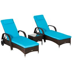 Brown Rattan, Blue Cushion