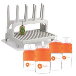 Includes – Gray Rack w/ Mat & Orange Bottle Set