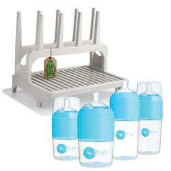 Includes – Gray Rack w/ Mat & Blue Bottle Set