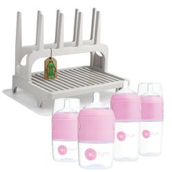 Includes – Gray Rack w/ Mat & Pink Bottle Set