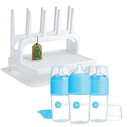 Includes – Bundle and Save! White Rack w/ Mat & Blue 9oz 3-Pack