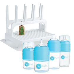 Includes – Bundle and Save! White Rack w/ Matt & Blue Bottle Set
