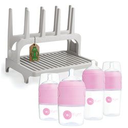 Includes – Bundle and Save! Gray Rack & Pink Bottle Set