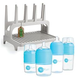 Includes – Bundle and Save! Gray Rack & Blue Bottle Set