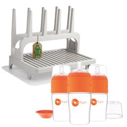 Includes – Gray Rack w/ Mat & Orange 9oz 3-Pack