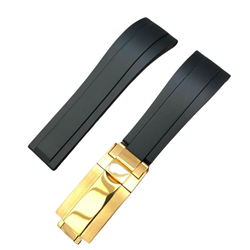 FKM Rubber Watch Band - Golden Buckle – Black-Golden