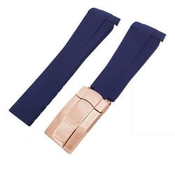 FKM Rubber Watch Band – Blue-Rosegold