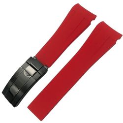 FKM Rubber Watch Band – Red - Carbon Black
