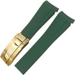 FKM Rubber Watch Band - Golden Buckle – Green-Golden