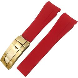 FKM Rubber Watch Band - Golden Buckle – Red-Golden