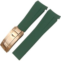 FKM Rubber Watch Band – Green - Rosegold