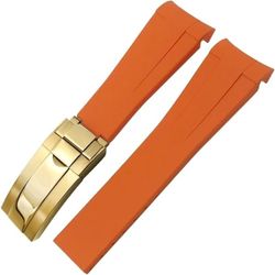 FKM Rubber Watch Band - Golden Buckle – Orange-Golden