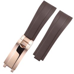 FKM Rubber Watch Band – Brown - Rosegold