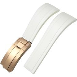 FKM Rubber Watch Band – White - Rosegold