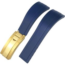 FKM Rubber Watch Band - Golden Buckle – Blue-Golden