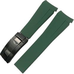 FKM Rubber Watch Band – Green - Carbon Black