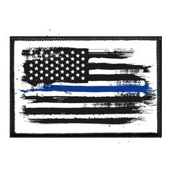 THIN BLUE LINE - BLACK AND WHITE DISTRESSED