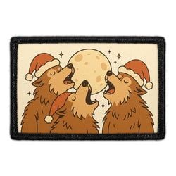 Three Wolves With Santa Hats