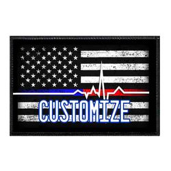 PARAMEDIC – CUSTOMIZABLE - US FLAG - LIFELINE - BLACK AND WHITE - DISTRESSED