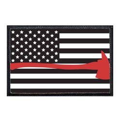FIREFIGHTER – AMERICAN FLAG - BLACK AND WHITE - FIREMAN AXE