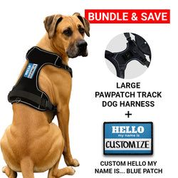 LARGE BUNDLES: CUSTOM PATCH & HARNESS – Custom Hello My Name Is Blue Patch + Harness