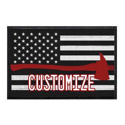 FIREFIGHTER – CUSTOMIZABLE - US FLAG - FIREMAN AXE - BLACK AND WHITE - DISTRESSED