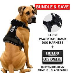 LARGE BUNDLES: CUSTOM PATCH & HARNESS – Custom Hello My Name Is Black Patch + Harness