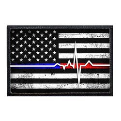 PARAMEDIC – AMERICAN FLAG - LIFELINE - BLACK AND WHITE - DISTRESSED