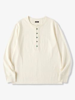 Waffle Henley Neck Long Sleeve T-Shirt with Turquoise-Style
