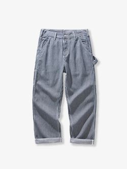 Raw Denim & Striped Denim Multi-Pocket Work Pants – Karaku