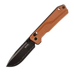 Brown Micarta Handle / Black Finished Laminated 140Cr Blade Rubik 7228B-MN2