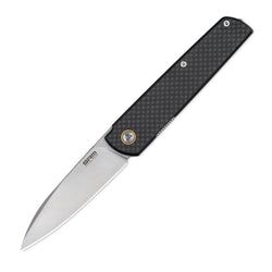 Qrick – Black G10+Carbon Fiber Overlayer Handle / Brush Finished 14C28N Blade Qrick 408L-KB
