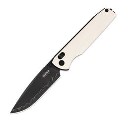 Terrier – White & Red Liner G10 Handle | Black Finished Laminated 140Cr Blade Terrier 258L-GT2