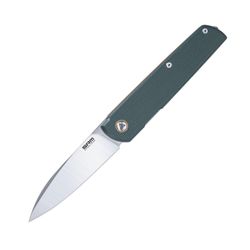 Green G10 Handle / Brush Finished 14C28N Blade Qrick 408L-GX