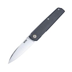 Black G10+Carbon Fiber Overlayer Handle / Brush Finished 14C28N Blade Qrick 408L-KB