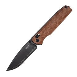 Brown Micarta Handle | Black Finished Laminated 140Cr Blade Terrier 258L-MN2