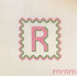 Pink & Green Scallop · Letter R