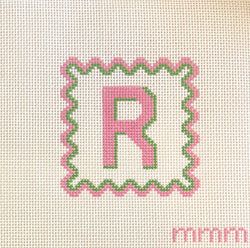 Letters & Styles – Pink & Green Scallop · Letter R