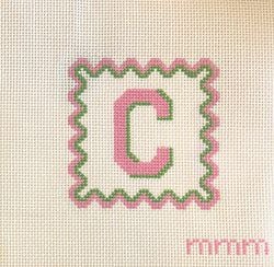 Pink & Green Scallop · Letter C