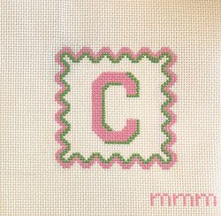 Letters & Styles – Pink & Green Scallop · Letter C