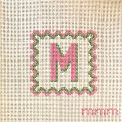 Letters & Styles – Pink & Green Scallop · Letter M