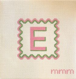 Pink & Green Scallop · Letter E