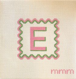 Letters & Styles – Pink & Green Scallop · Letter E