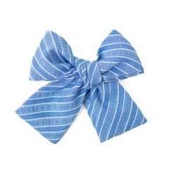 Azure Stripe – Petite Hair Bow