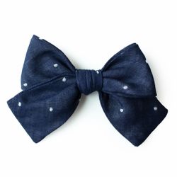Navy Dot – Petite Hair Bow